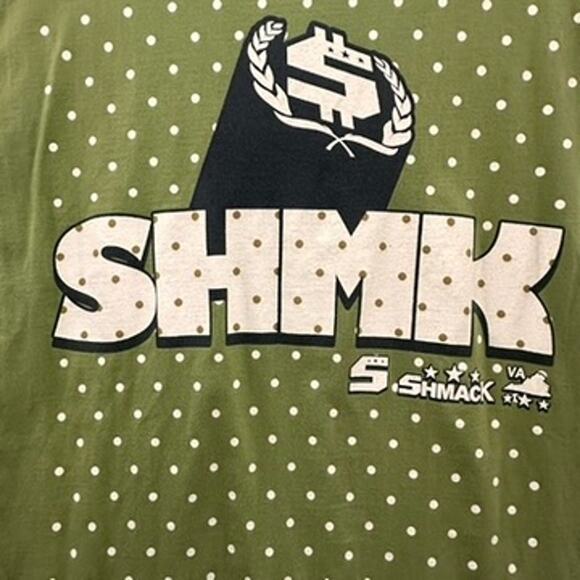 Shmack Men's XL T-Shirt Vintage Y2K Green Polka Dots Front and Back Logo Urban - Picture 4 of 9